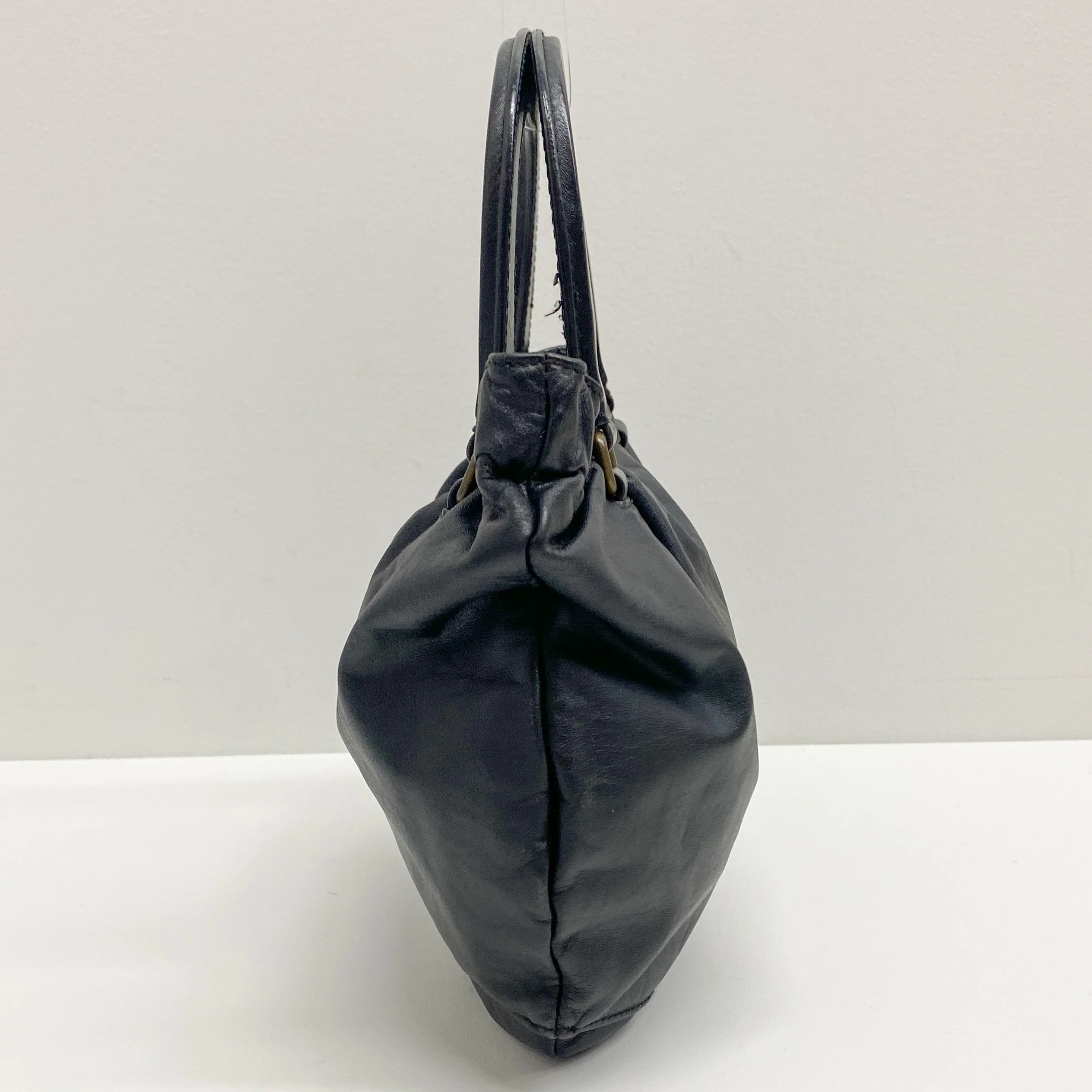 Vintage Black Leather Hand Bag - Image 4