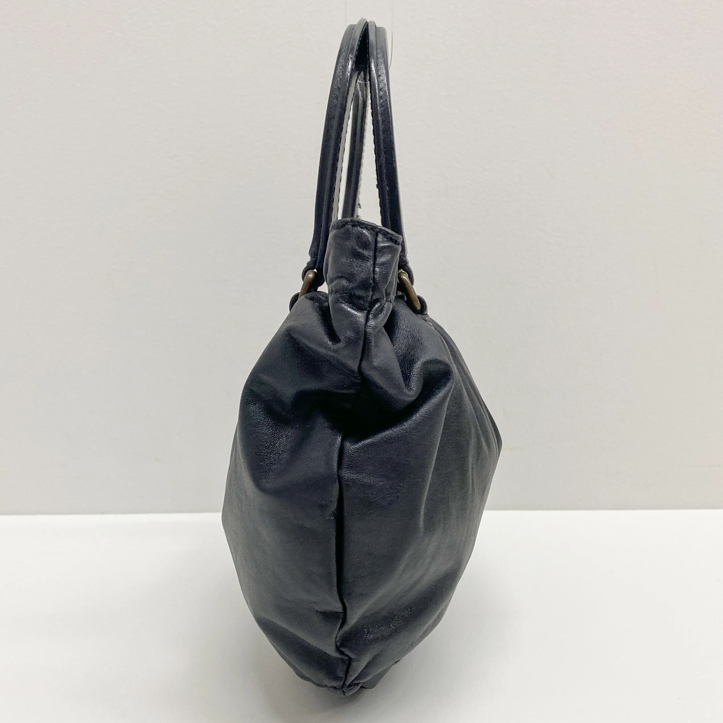 Vintage Black Leather Hand Bag - Image 5