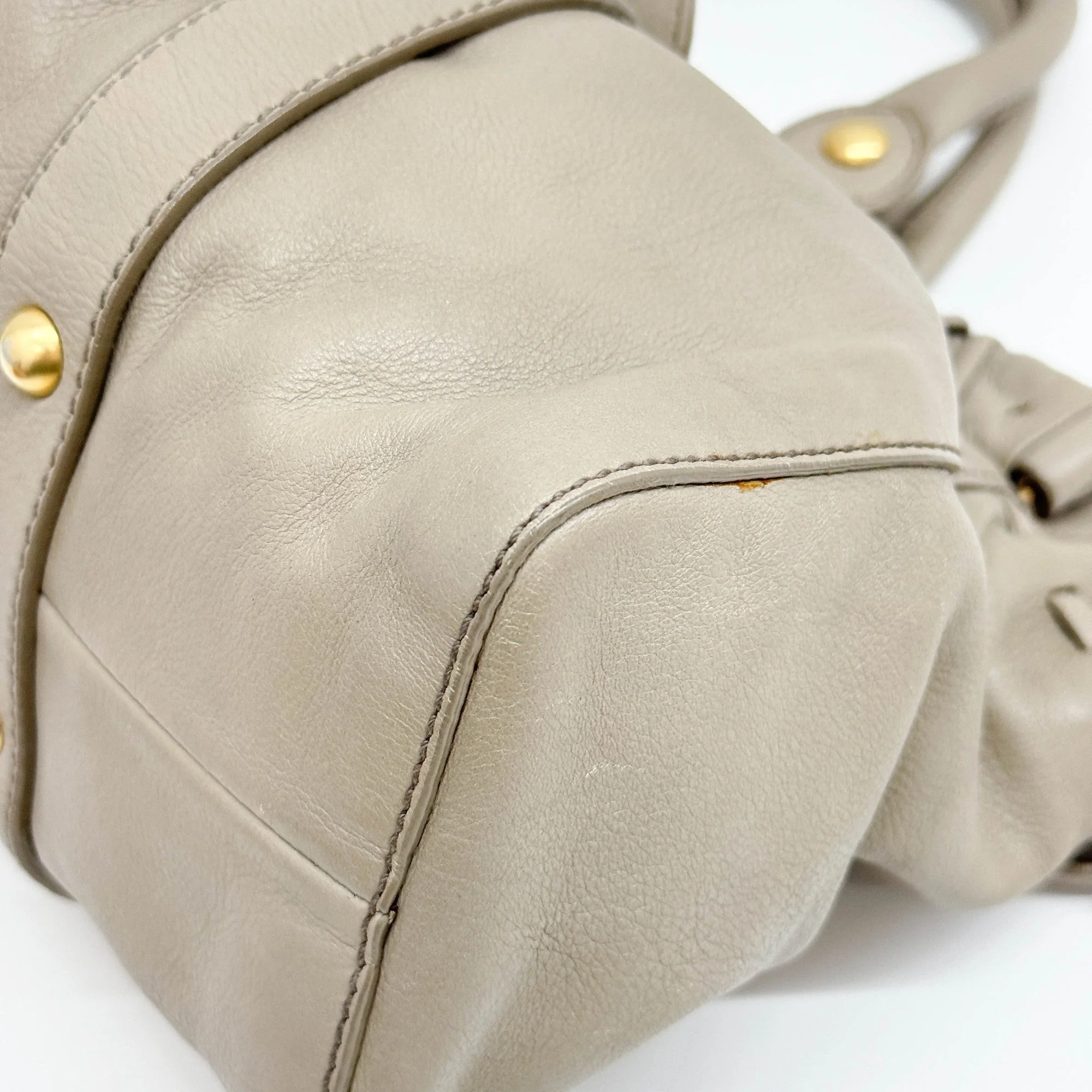 Vitello Beige Leather Two-Way Bag - Image 10