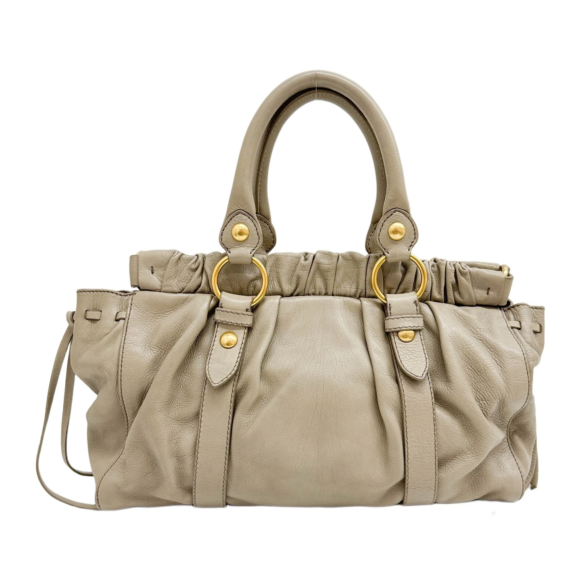 Vitello Beige Leather Two-Way Bag - Image 2