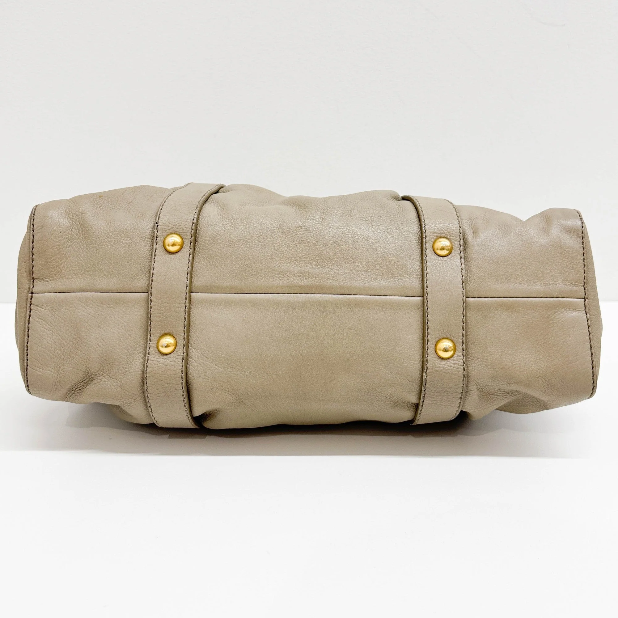 Vitello Beige Leather Two-Way Bag - Image 8
