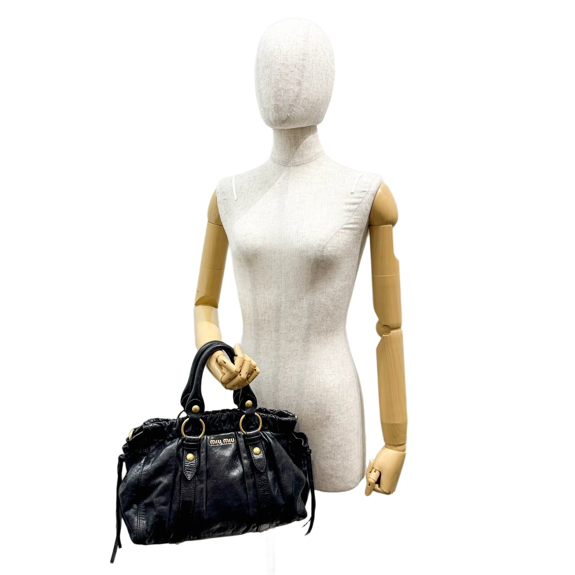 Vitello Black Leather Two Way Bag - Image 3