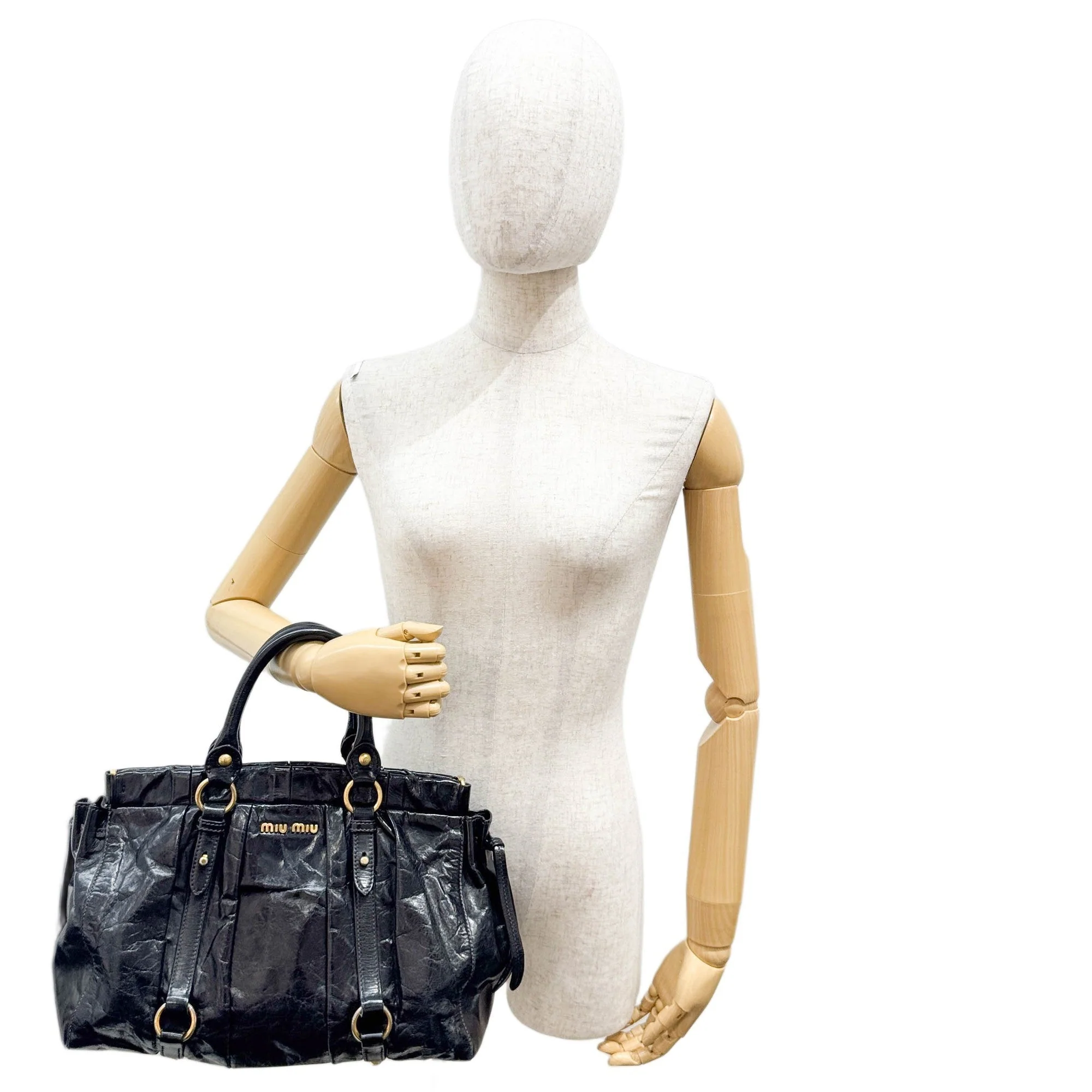 Vitello Black Leather Two Way Bag - Image 3