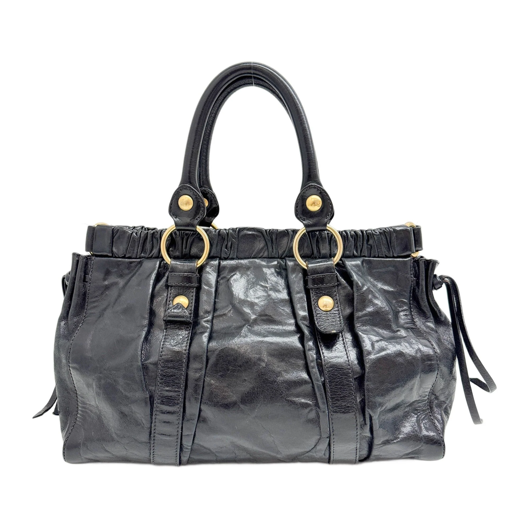 Vitello Black Leather Two Way Bag - Image 2
