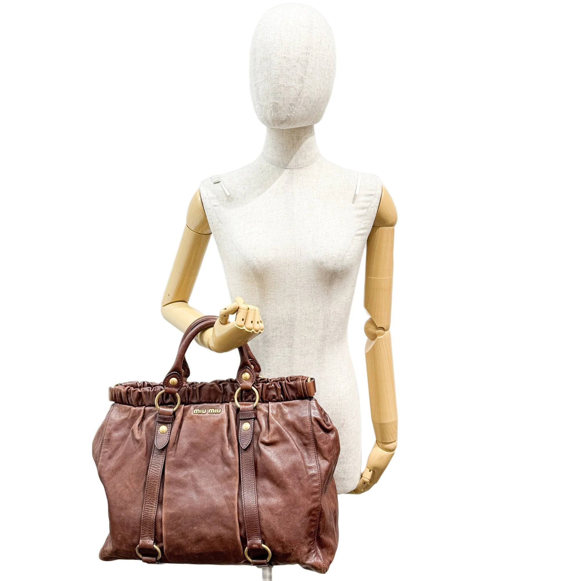 Vitello Brown Leather Two Way Bag - Image 3