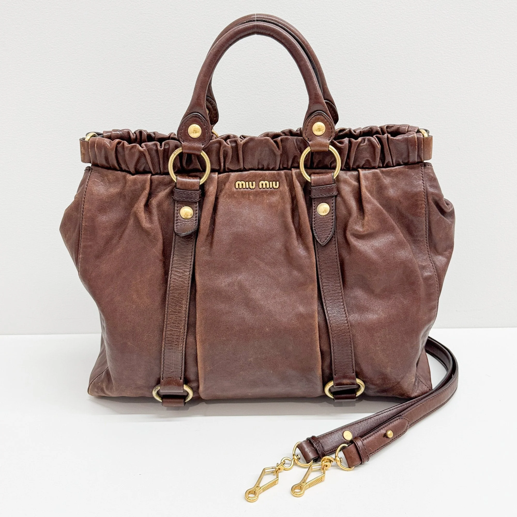 Vitello Brown Leather Two Way Bag - Image 4