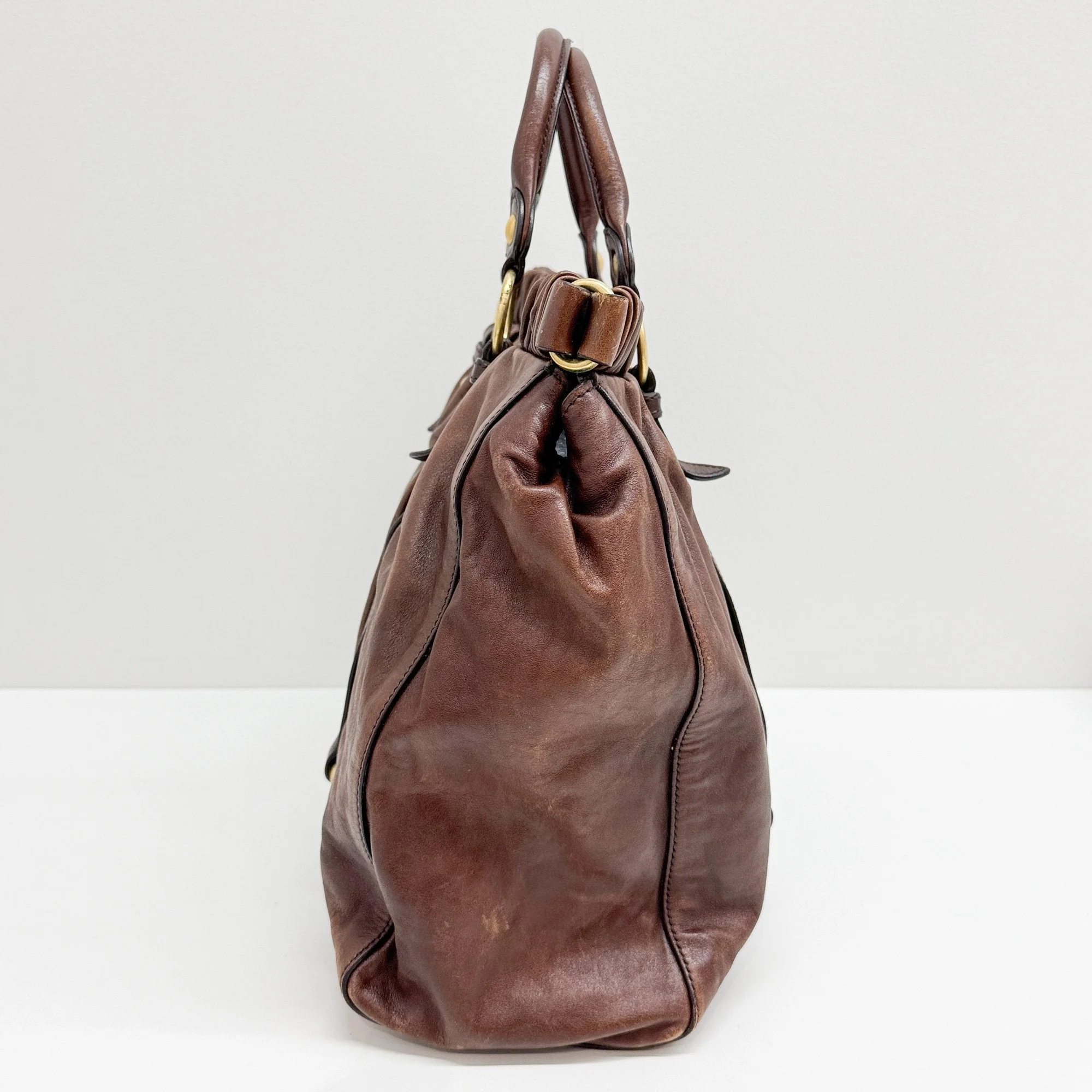 Vitello Brown Leather Two Way Bag - Image 5