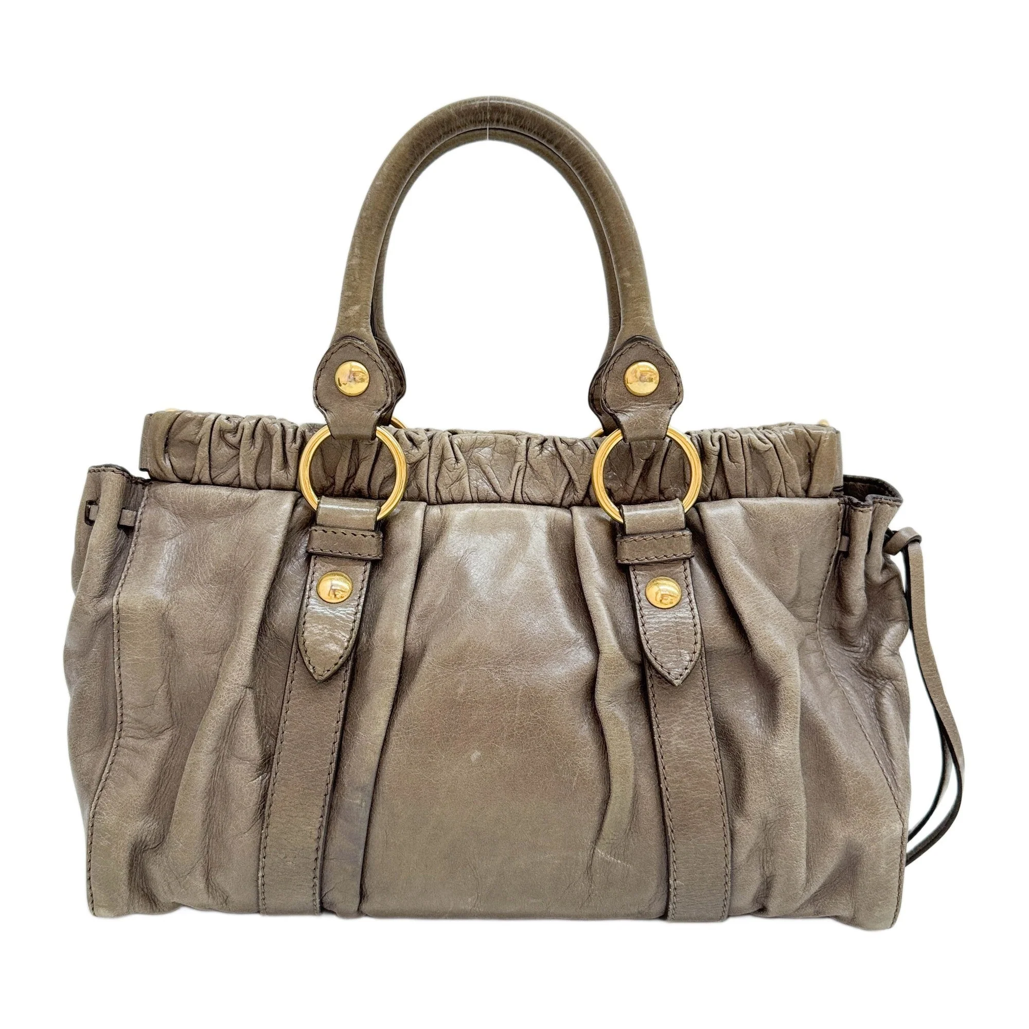 Vitello Dark Khaki Leather Hand Bag - Image 2