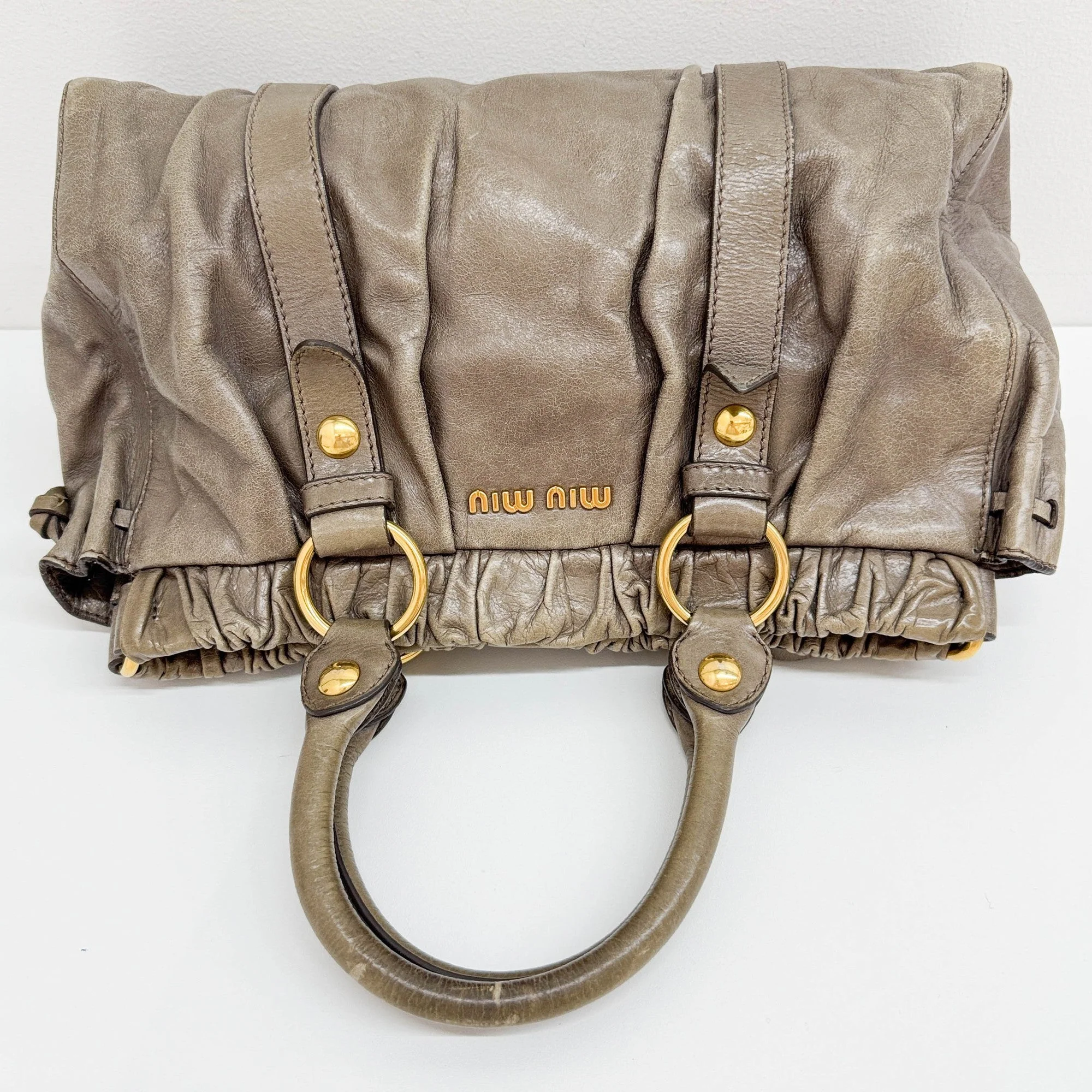 Vitello Dark Khaki Leather Hand Bag - Image 6