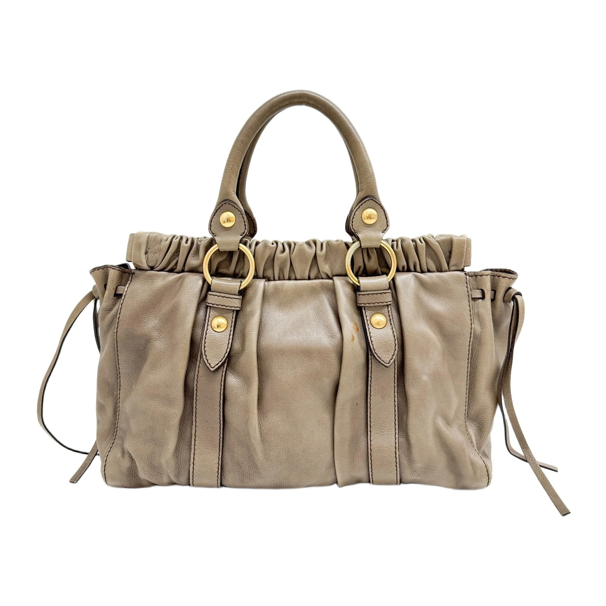 Vitello Dusty Brown Leather Hand Bag - Image 2