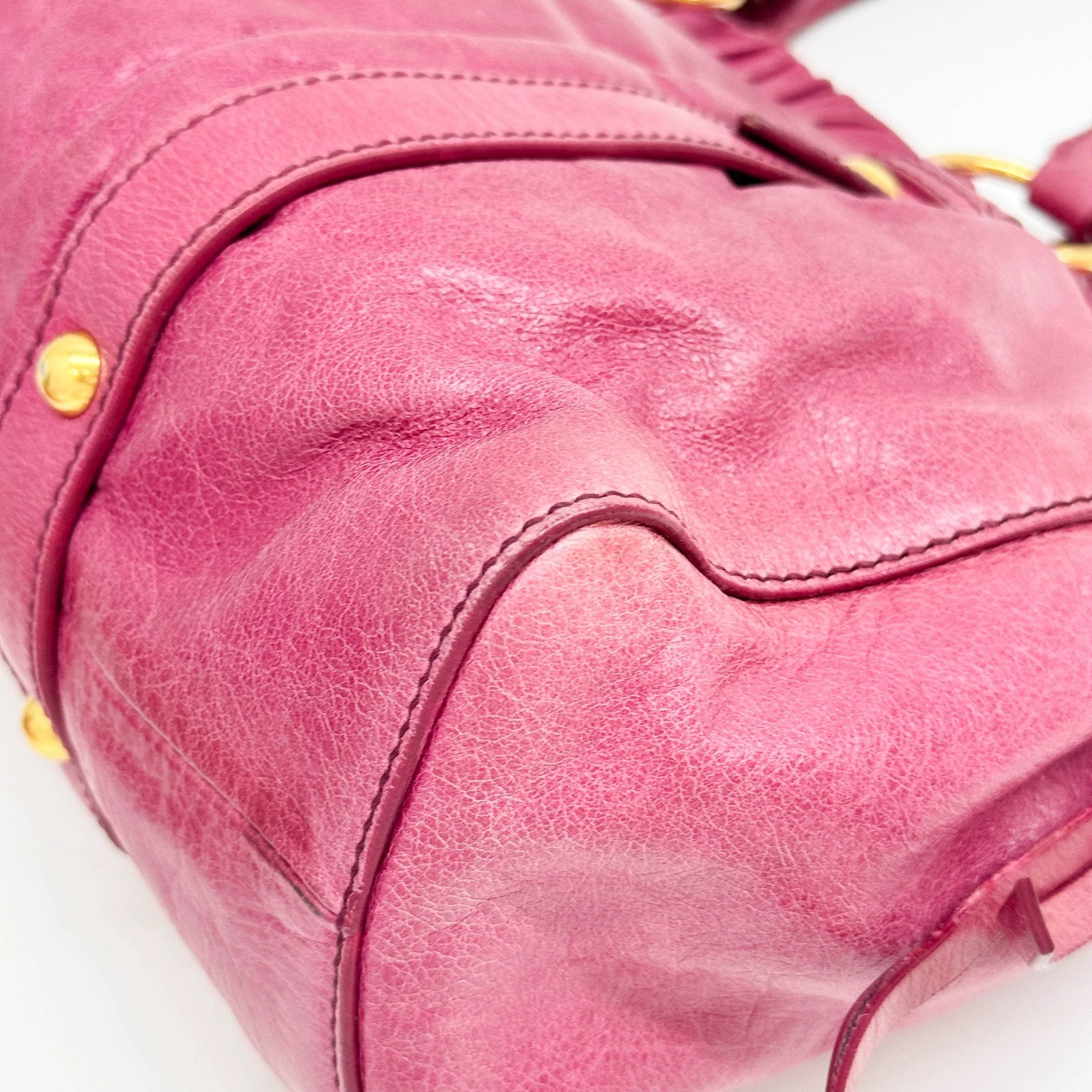 Vitello Pomegranate Pink Leather Two Way Bag - Image 12