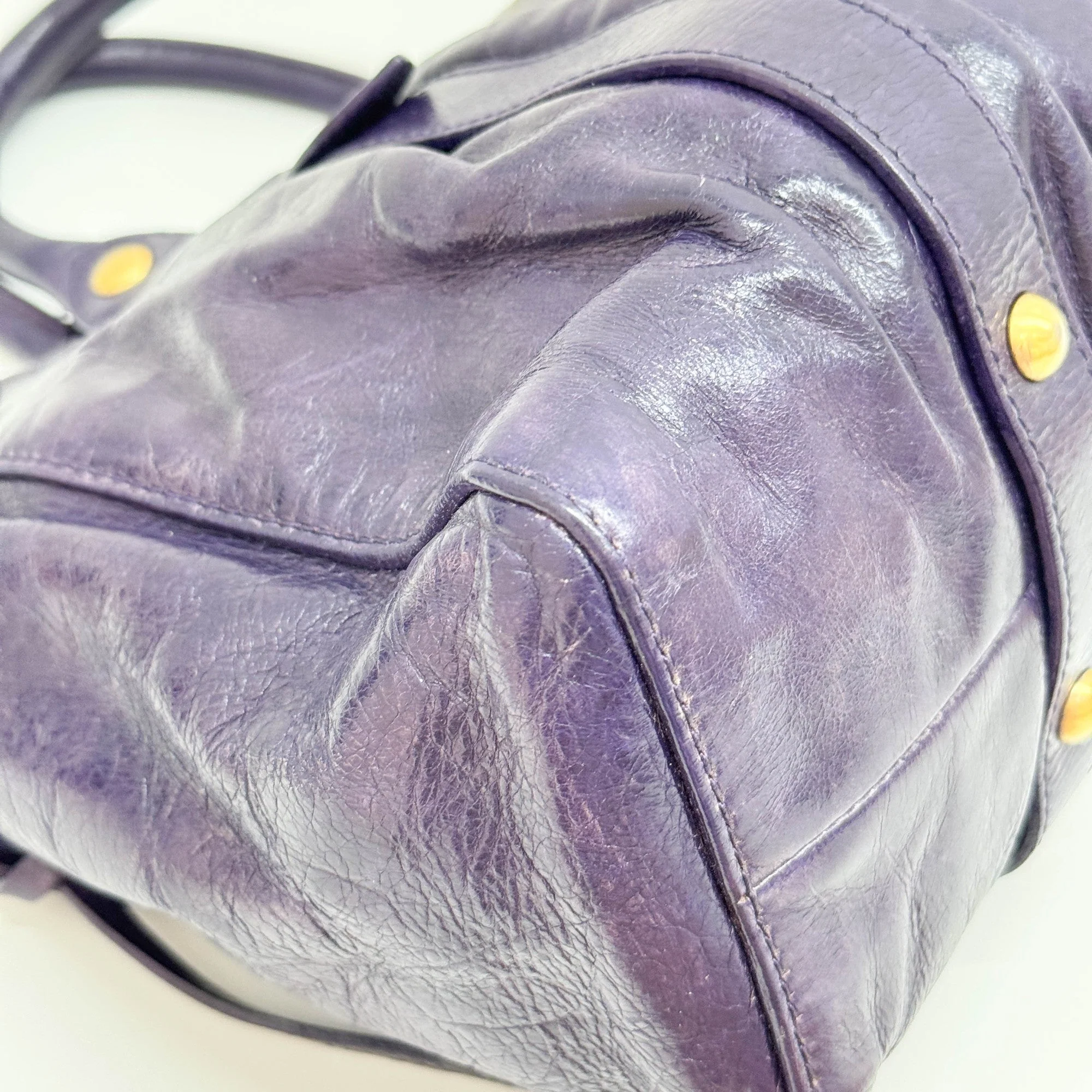 Vitello Purple Leather Two Way Bag - Image 11