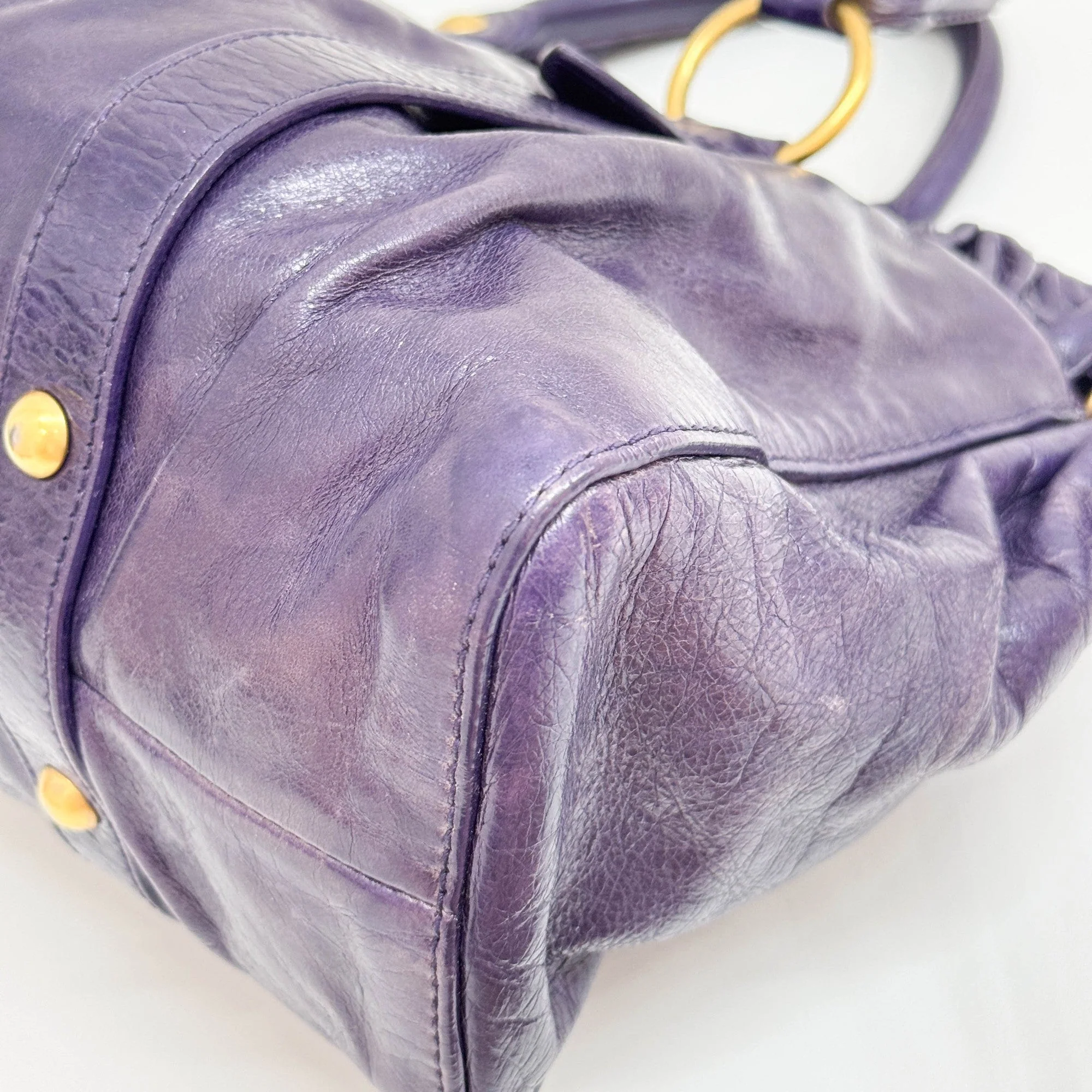 Vitello Purple Leather Two Way Bag - Image 12