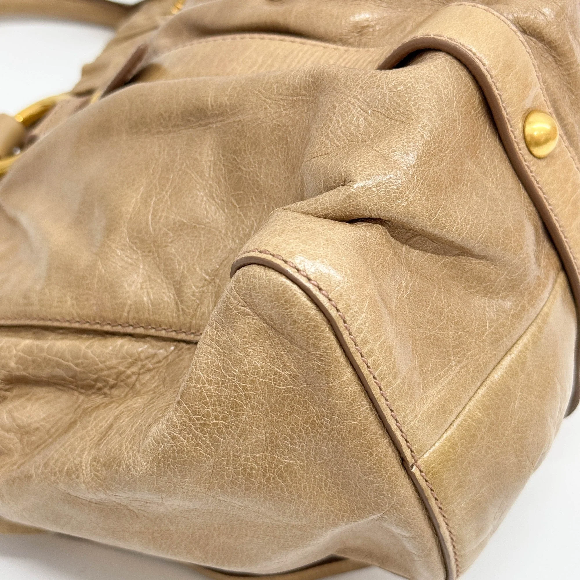Vitello Sand Brown Leather Two Way Bag - Image 9