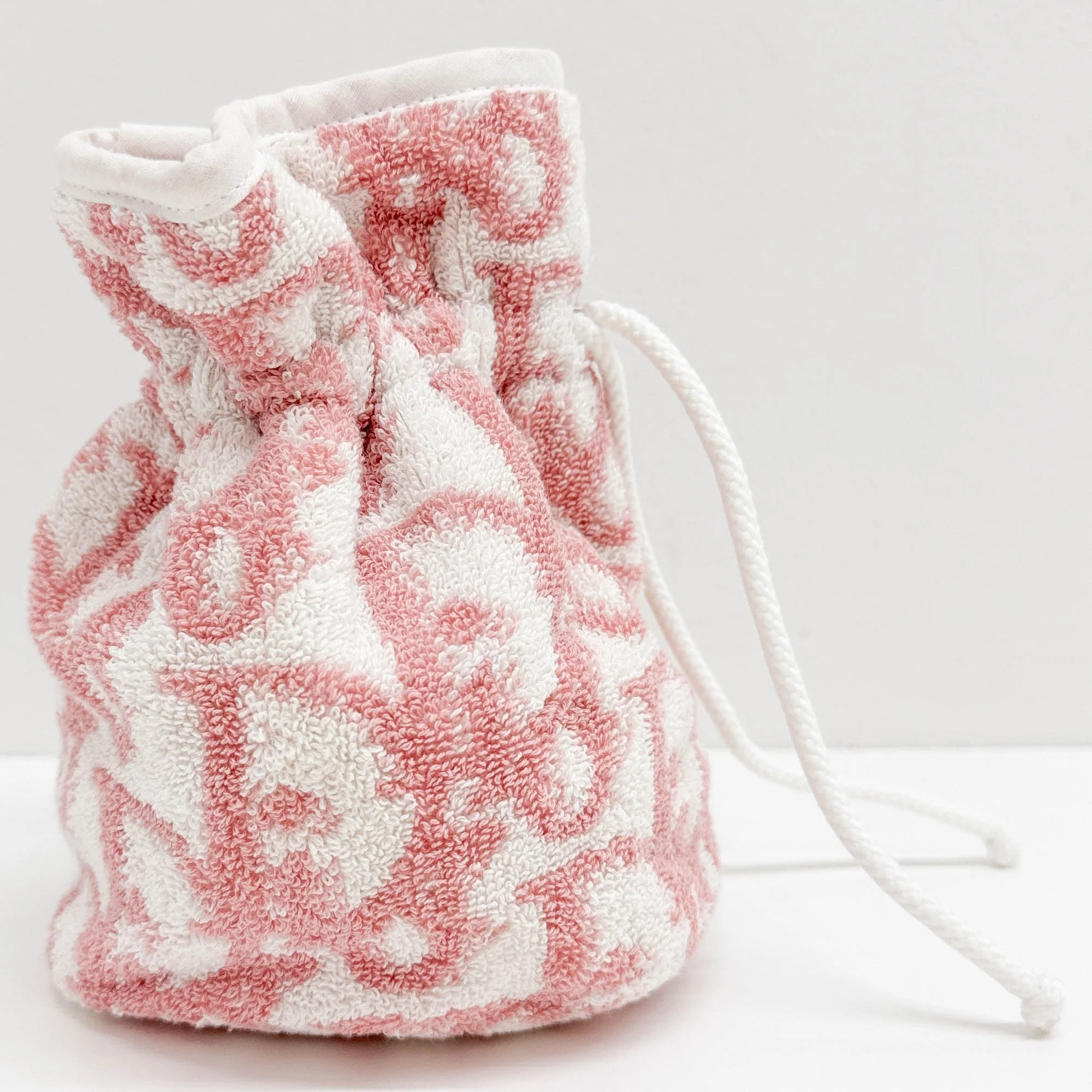 White and Pink Trotter Cotton Towel Bag - Image 3