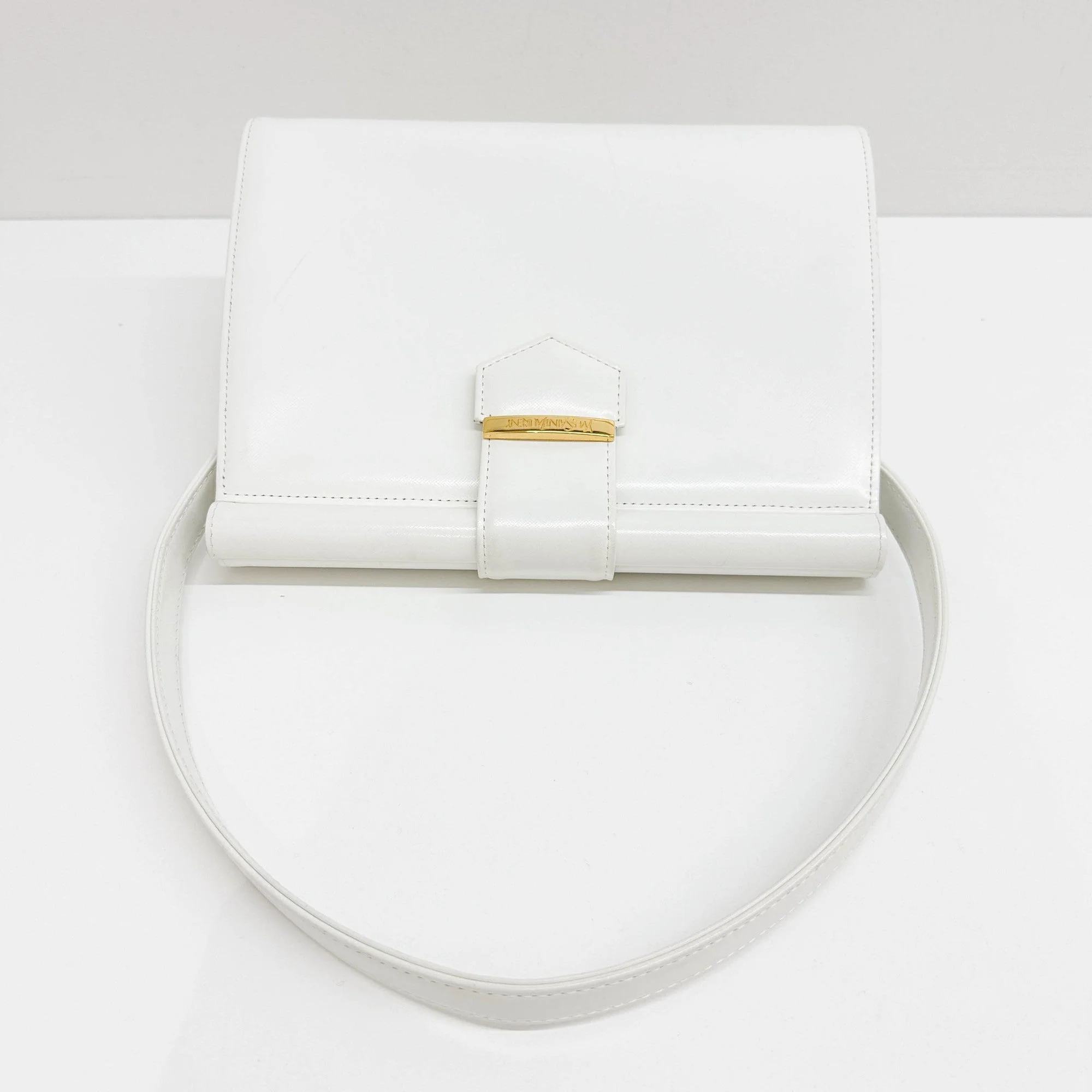 White Leather Shoulder Bag - Image 6