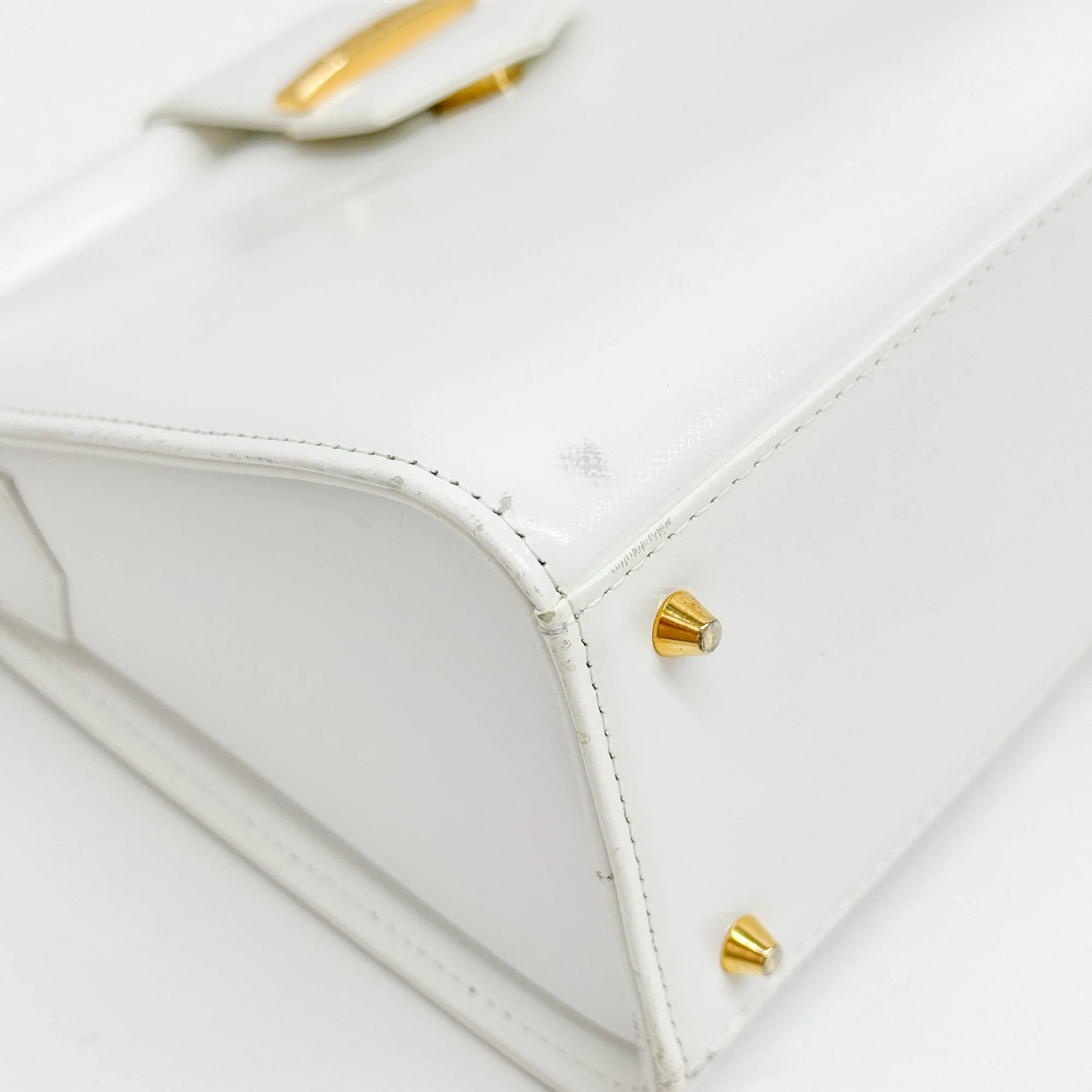 White Leather Shoulder Bag - Image 8