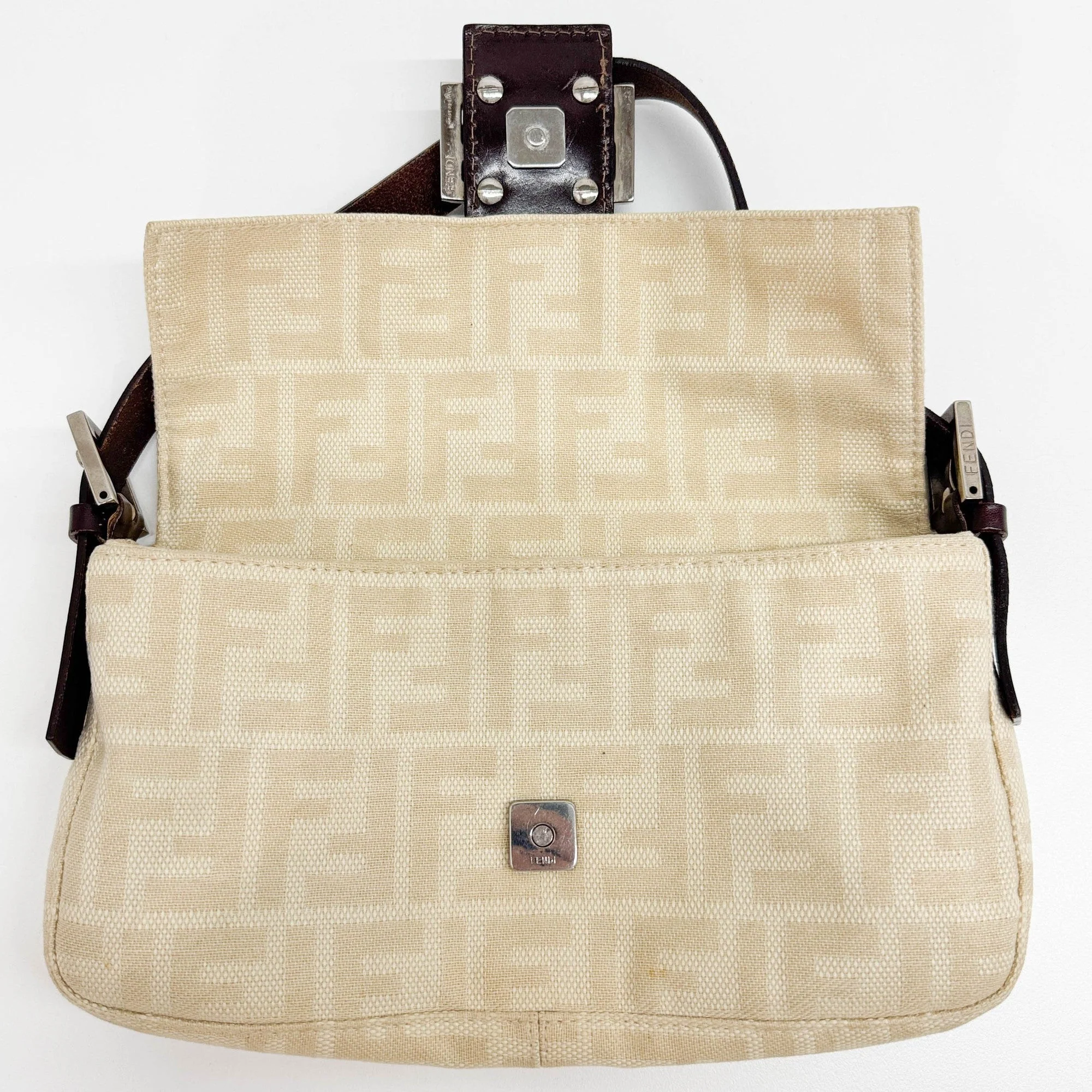 Zucca Baguette Beige Canvas Shoulder Bag - Image 13
