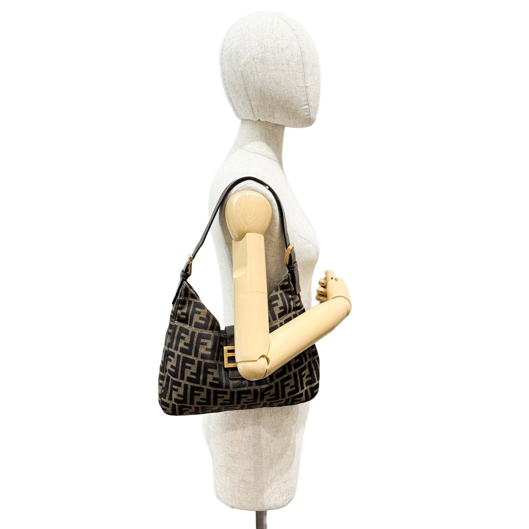 Zucca Brown Canvas Hobo Shoulder Bag - Image 3
