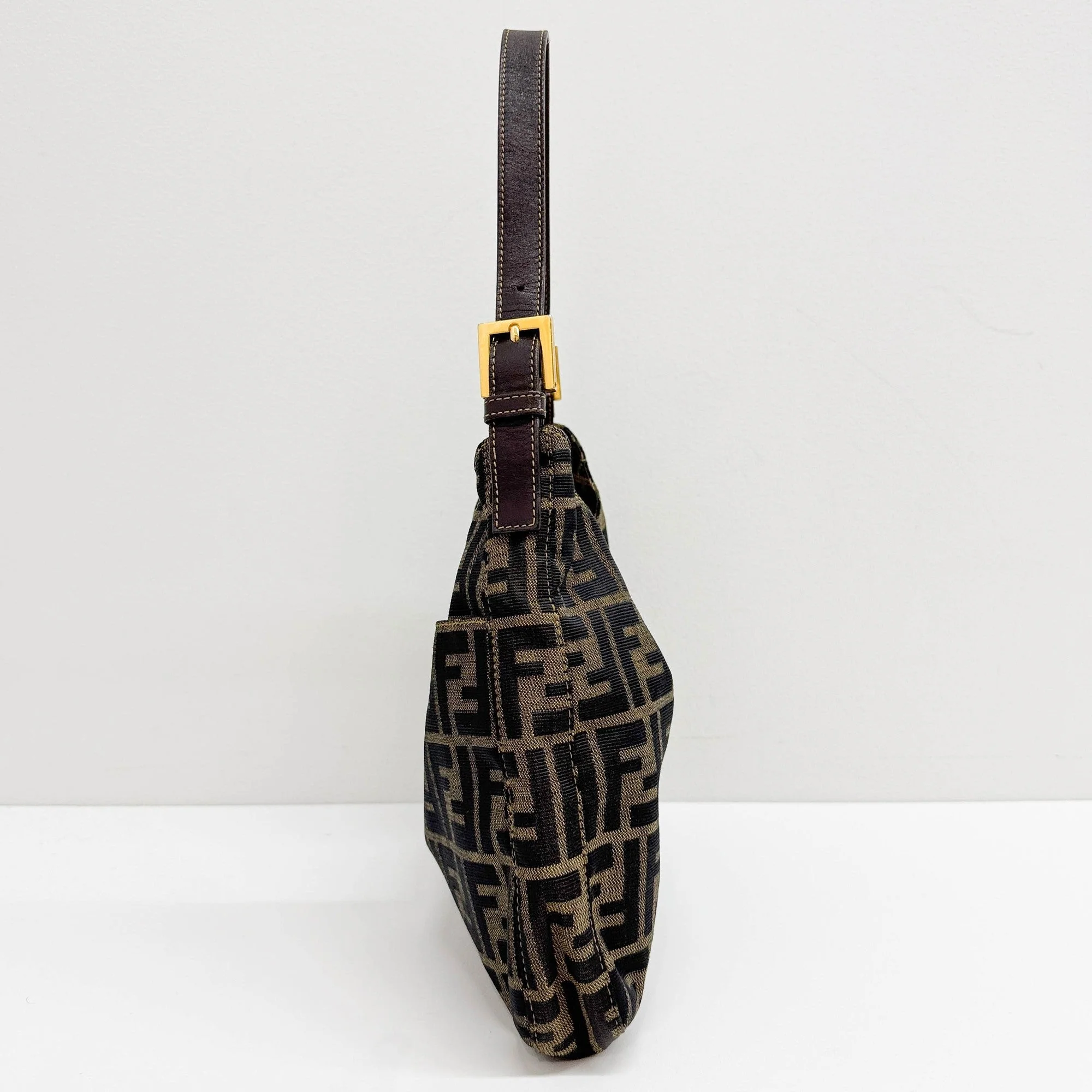 Zucca Brown Canvas Hobo Shoulder Bag - Image 5