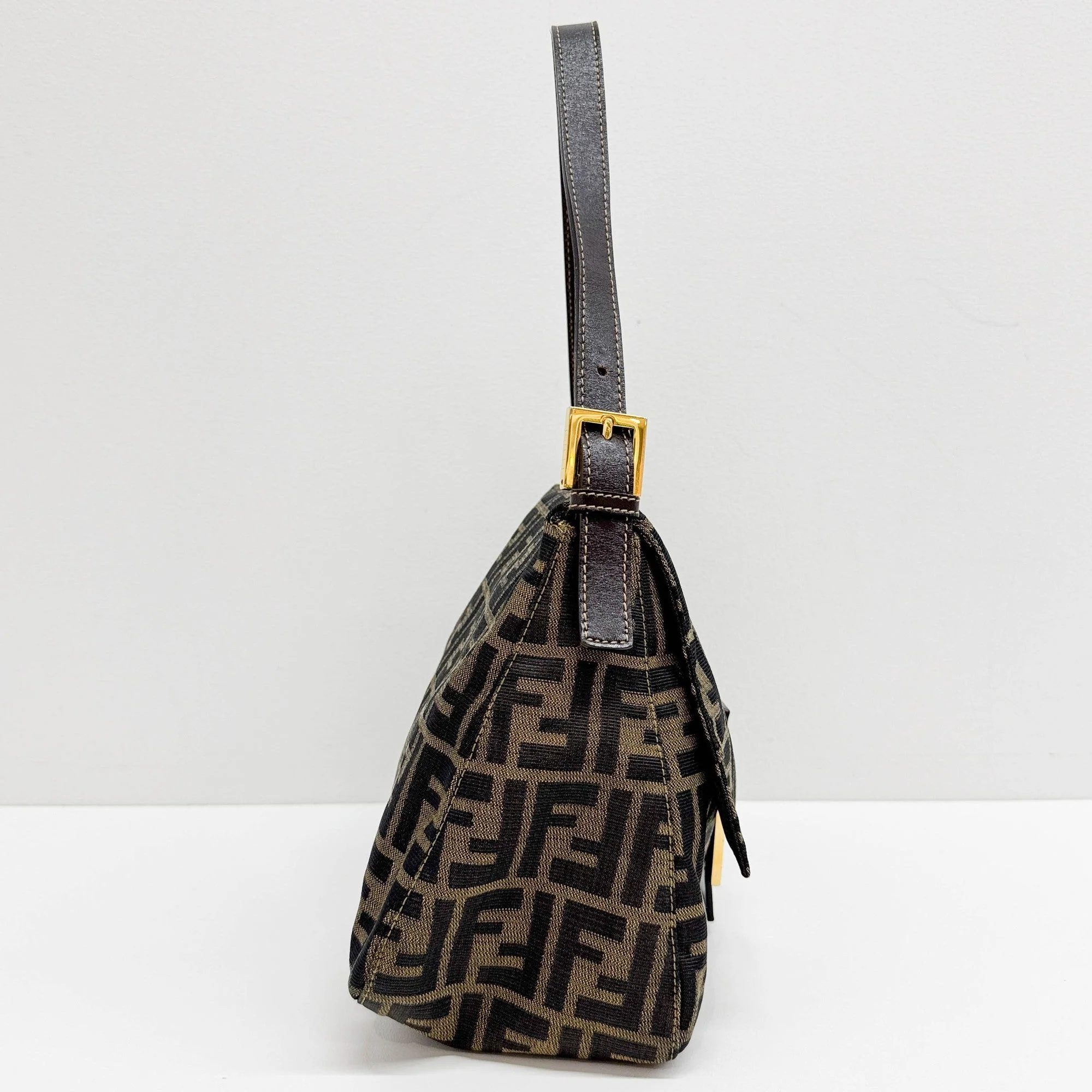 Zucca Mamma Baguette Brown Canvas Shoulder Bag - Image 4